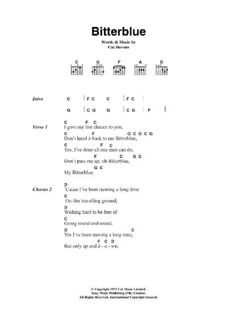 Cat Stevens "Bitter Blue" Chords - ChordU