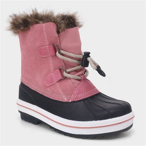 Cat and jack winter boots. The medium-width winter boots feature a round-toe design and a waterproof construction to help them move through their day in dry comfort. An adjustable hook-and-loop closure makes for easy on/off and a snug fit, and you can help them pair the boots with a variety of cool-weather outfits for a cute look. Cat & Jack™: Classics with an ... 