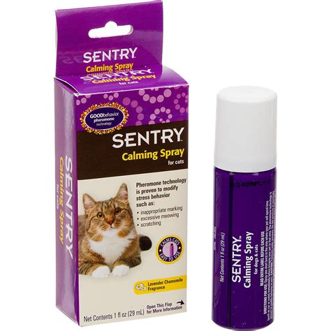 Cat calming spray. Merchant Response. It sounds like you and your cat may have had a bad experience with Sentry Calming Spray. We want to assure you that quality and safety are very important to us, as pet parents ourselves we want the best for our pets. We would like the chance to understand what happened. Please call us at 1-800-224-7387. 