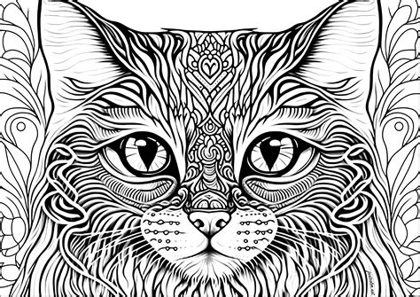 Cat head with complex patterns Cats Adult Coloring Pages