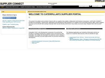Cat supplier connect. Supplier Connect is a portal for Caterpillar's suppliers to access information, requirements, applications and development tools. To log in, you need a CWS (Corporate ... 