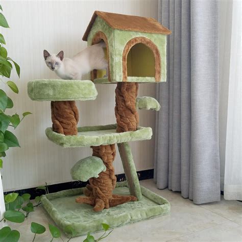 Cat trees and towers. Feb 21, 2024 · The materials aren’t as high quality as many of the trees on our list, so this tree may not last long against heavy scratchers or in multi-cat households. Fast Facts. Size: 23.2" L x 18.89" W x 50.3" H. Material: sisal, plush terry. Features: four perches, hanging hammock, dangling toys, scratching post. 