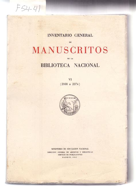 Catálogo de manuscritos de la biblioteca nacional. - Residential leaseholders handbook by charles ward.