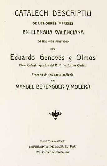 Catalech descriptu de les obres impreses en llengua valenciana [desde 1474 fins 1910]. - Epson stylus pro 4000 repair manual.