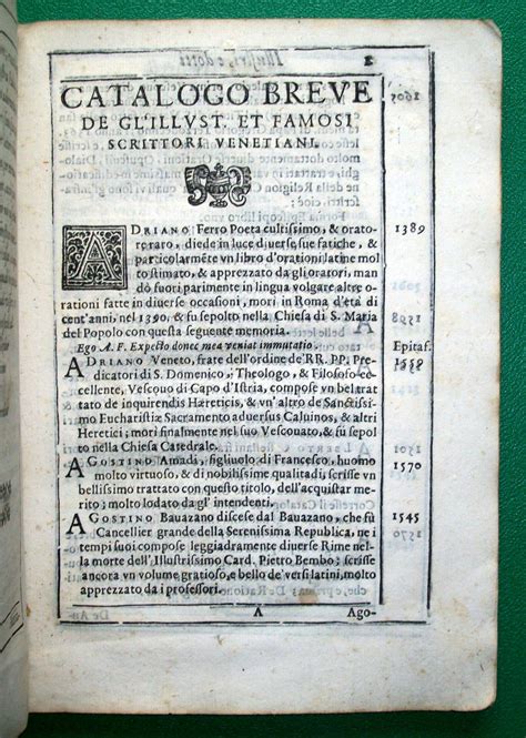 Catalogo breve de gl'illvstri et famosi scrittori venetiani, quali tutti hanno dato in luce qualche opera. - Invito alla lettura di primo levi.
