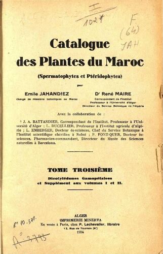 Catalogue des plantes du maroc (spermatophytes et ptéridophytes). - Gegen den großen krieg? entspannung in den internationalen beziehungen 1911 - 1914..
