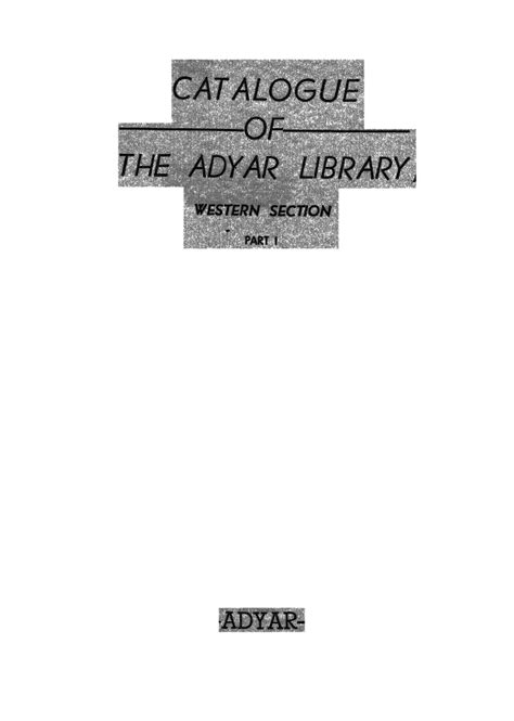 Catalogue of the adyar library, western section. - Filosofía del derecho en el quijote.
