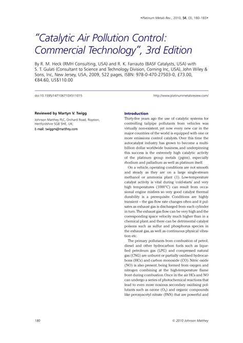 Catalytic Air Pollution Control Commercial Technology 3rd Edition