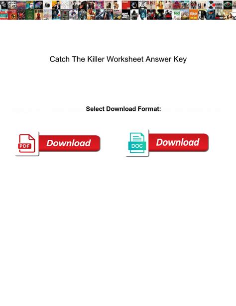Catch the Killer Worksheet Answer Key DocsLib