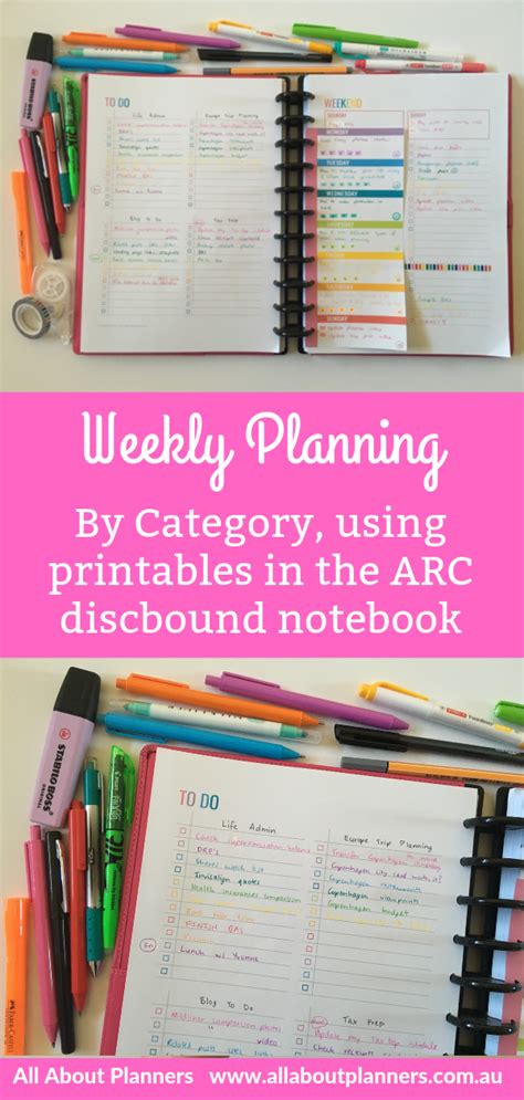 Categorised Weekly Planning Using Printables In The Arc Discbound Notebook