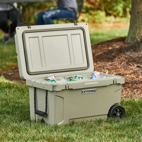Cater gator cooler. Designed for transport, the CaterGator black front loading insulated food pan carrier provides the versatility and quality you need to safely deliver pans of food. It holds up to (5) 2 1/2" deep food pans and can accommodate various combinations of full, 1/2, and 1/3 size pans that are 2 1/2", 4", and 6" deep. It will work with most types of pans as well, including foil, plastic, and even ... 