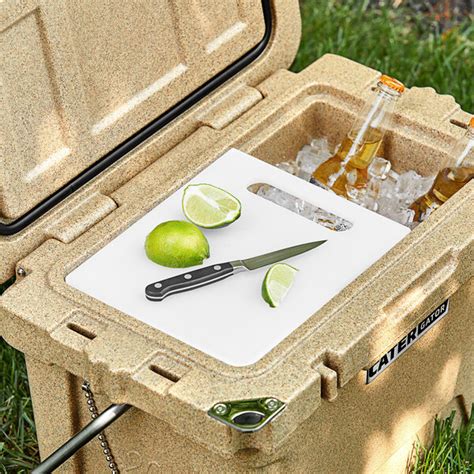 Built for the great outdoors, the CaterGator CG100SPB beige 110 qt. rotomolded extreme outdoor cooler / ice chest keeps your food items cold for any occasion! This impressive feat is made possible with a triple insulated design, which boasts a layer of high-density polyethylene, a layer of polyethylene and foam, and a final layer of food-grade …. 