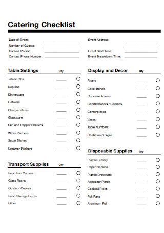 Catering Event Checklist Template Templates2 Resume Examples