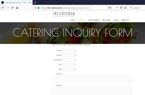 Catering Inquiry Web Forms CaterZen