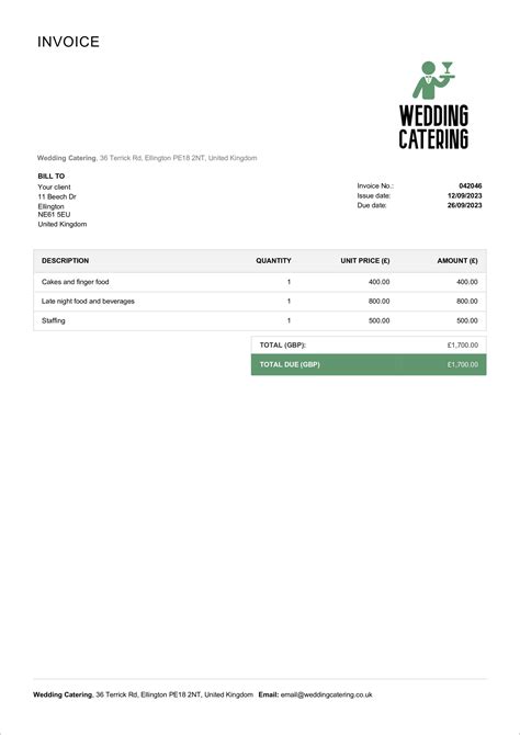 Catering Invoice Templates