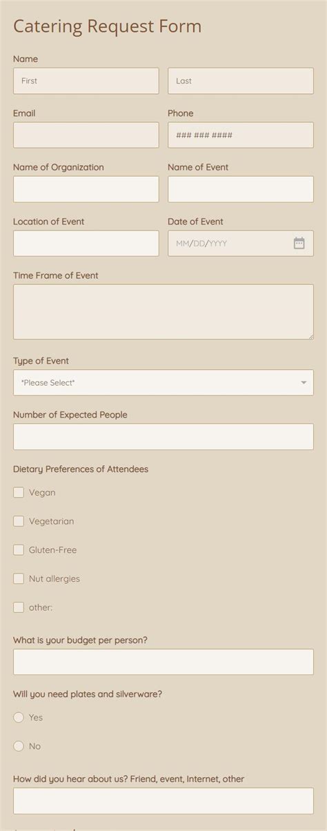 Catering Request Form Template 123 Form Builder