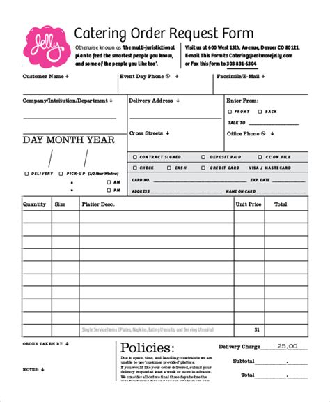 Catering Request Forms