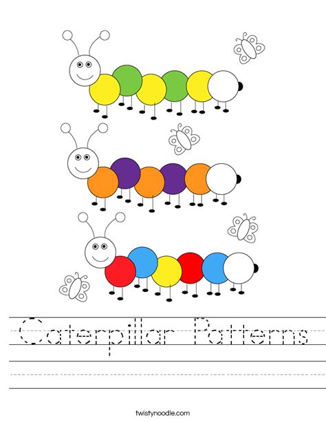 Caterpillar Patterns Worksheet Twisty Noodle