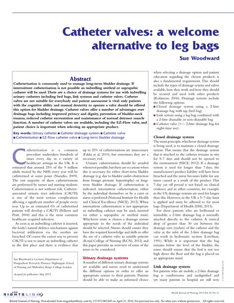 Catheter valves: a welcome alternative to leg bags - PubMed