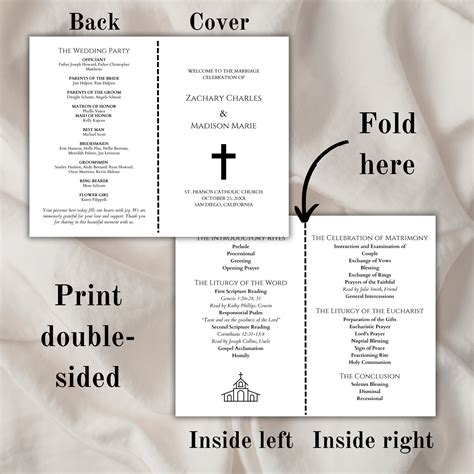 Catholic Wedding Ceremony Program sample Page 2_Inside of folded in