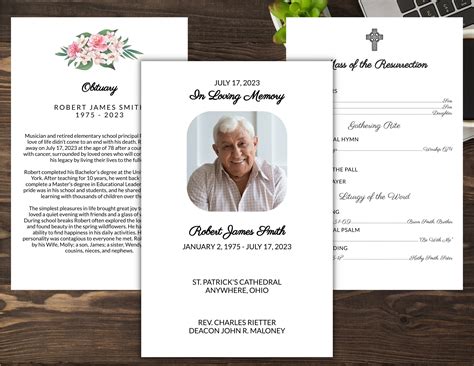 Catholic funeral program example.  Using clipart frames and borders you can separate se...