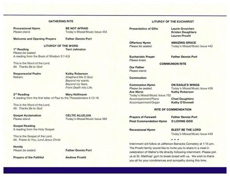 Catholic funeral program examples.  The Church through its funeral rite...