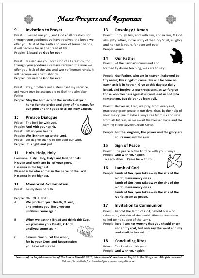 Catholic mass responses printable.  GREETING Priest: The Lord be with you.  Praye...