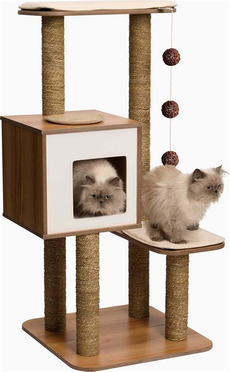 Catit Vesper Walnut V-High Base with Condo Cat Tree