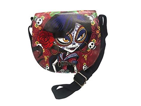 Catrinas- Bolso bandolera Rosabella, Calaveras, Color granate