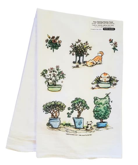 Cats in the Garden Flour Sack Towel by Paper Sharks - Georgia