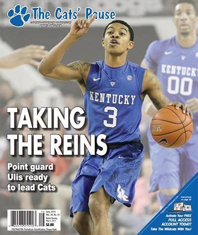 Arrives October 2023, but you may reserve your copy now! Cats Pause magazine + Football Yearbook + Basketball Yearbook. $99.85. Our Ultimate Combination! Get 18 issues of The Cats' Pause magazine PLUS our 2023 Kentucky Football Yearbook with 152 pages previewing the upcoming season PLUS our 2023-24 Kentucky Basketball Yearbook with …. 