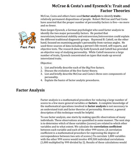 Cattel and Eysenck- Trait and Factor Theories-converted