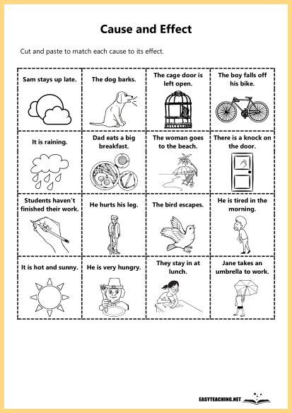 Cause And Effect Worksheets And Resources Easyteaching Net