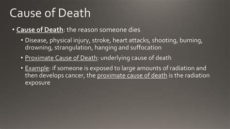 Cause of death definitions and examples
