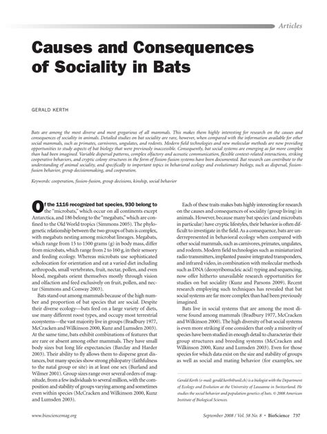 Causes and Consequences of Sociality in Bats BioScience …