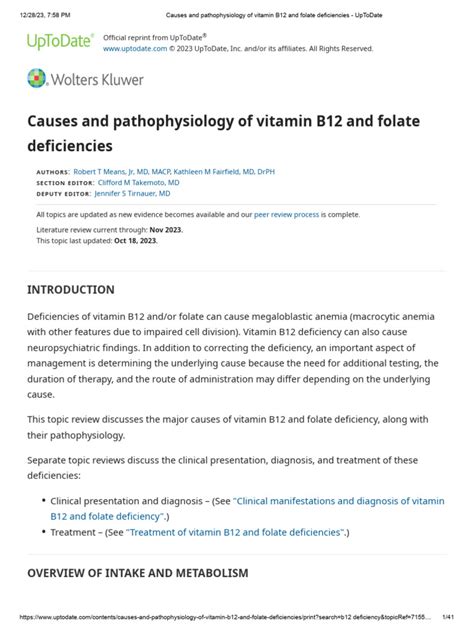 Causes and pathophysiology of vitamin B12 and folate …