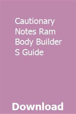 Cautionary notes ram body builder s guide. - Berufliche mobilität in deutschland und frankreich.