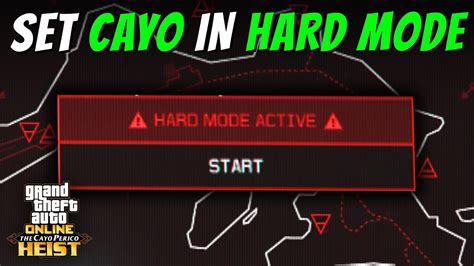 Cayo perico hard mode. Don't. Only thing that changes on hard is your lives. if you need extra lives, then you are doing it wrong. Jysen78 • 3 yr. ago. Typically just have to wait the full 48 mins for the "hard" mode to be gone. Or once you get the msg you can start it again, switch sessions. I accidentally changed it back to normal that way. 
