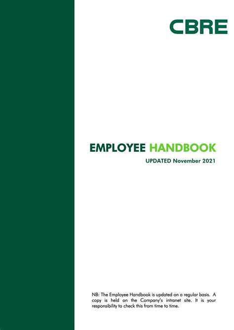 Cbre employee handbook 2023. 2. Bring your company values to life. Your employee handbook is, in a lot of ways, the first time your team members will engage with your company values. So instead of listing them outright, use this opportunity to bring them to life in your writing. You can do this by: Incorporating real-life examples. 