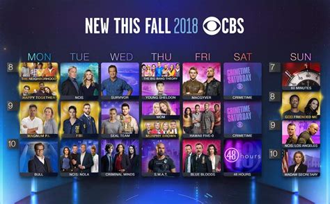 See the fall 2021-22 lineup of CBS shows, including new dramas NCIS: HAWAI'I, FBI: INTERNATIONAL and CSI: VEGAS, and comedies GHOSTS and B Positive. Find out the time slots, descriptions and cast of each series.. 
