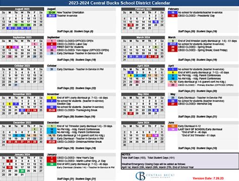 Cbsd One Page Calendar