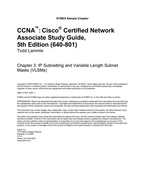 Ccna cisco certified network associate study guide 5th edition 640 801. - Guida alla formazione per la certificazione java 11.