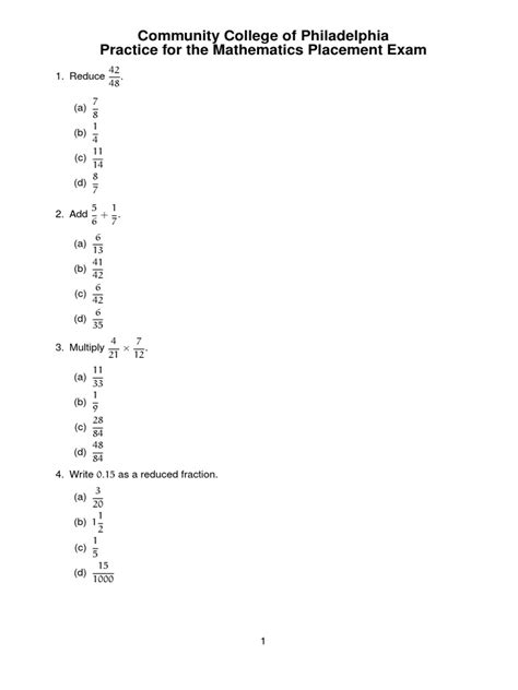 Ccp Math Placement Test Ccp Math Test Practice Pdf College credit