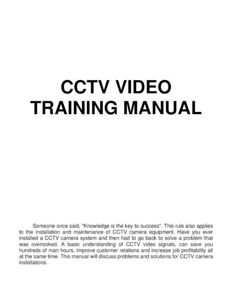 Cctv video training manual f m systems. - Manual de osha para pequeñas empresas.