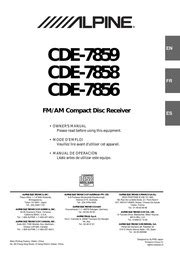 Cde 7858 User Manual Alpine