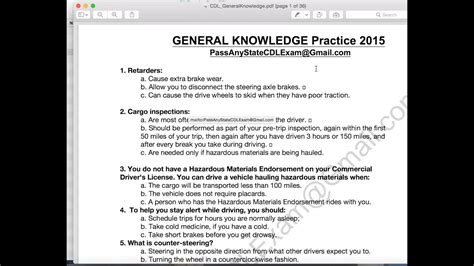 Cdl Class B Test Questions And Answers Printable Printable Questions And Answers