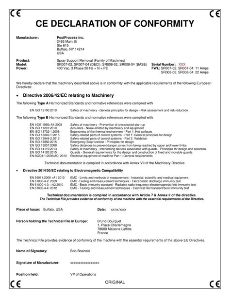Ce Declaration Of Conformity Doc