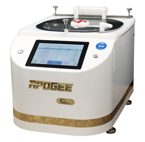 Apogee™ Spin Coater Specs 175mm Color Touchscreen Display DataStream™ Control System Indirect Drive Full Interlocks Integrated Drain/Exhaust Model Apogee Spin Coater Apogee 450 Max speed 12,000rpm 6,000rpm Max acceleration 30,000rpm/sec unloaded 30,000rpm/sec unloaded Precision/resolution <0.2rpm <0.2rpm Max substrate size 200mm round 180mm ... . 