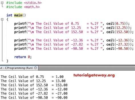 Ceil function implementation c.  For example: If 2.  Tip: To round a nu...