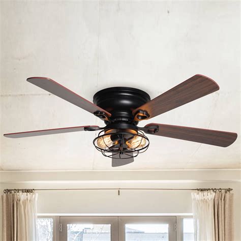 LUDOMIDE Caged Ceiling Fan with Light and Remote, 2
